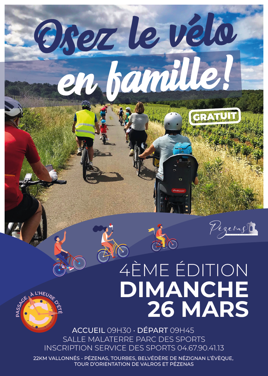 Pézenas - Nouvelle sortie : Osez le vélo en famille, dimanche 26 mars 2023