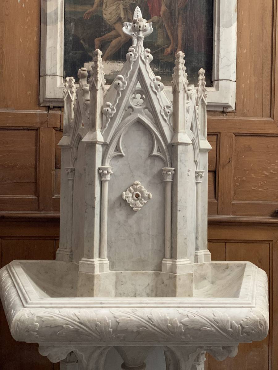 Montagnac - Patrimoine : Les fonts baptismaux de retour à l'église Saint-André