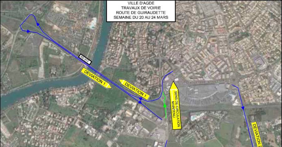 Agde - Des travaux route de Guiraudette : des déviations mises en place