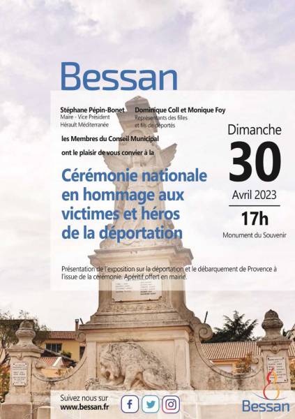 Bessan - Les prochaines cérémonies commémoratives de la Déportation et de la Victoire