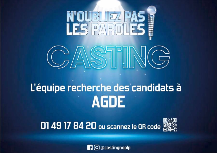 Agde - L'émission  N'oubliez pas les paroles  recherche des candidats à Agde