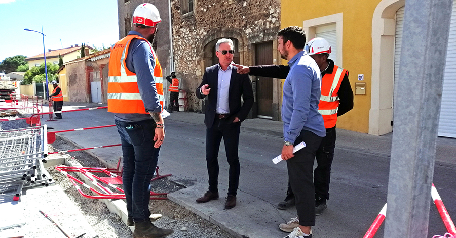 Pomérols - Le chantier du nouveau parking de la rue du Tour d'enceinte se poursuit normalement