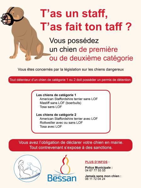 Bessan - Les chiens classés à risque se déclarent par leurs propriétaires à la police municipale