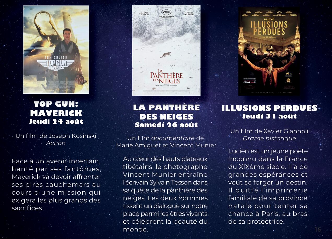 Pézenas - Le programme d'août du Cinéma sous les étoiles à Pézenas