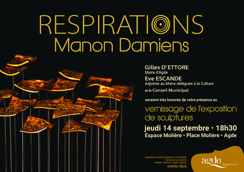 Agde - Découvrez l'exposition  Respirations  de Manon Damiens, sculptrice sur métal ! Dès le 14 septembre.