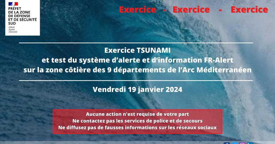 Hérault - Vendredi 19 janvier un exercice Tsunami aura lieu dans le département !