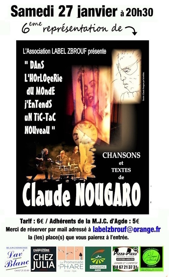 Agde - Un spectacle de chansons de Claude Nougaro le 27 janvier à Agde
