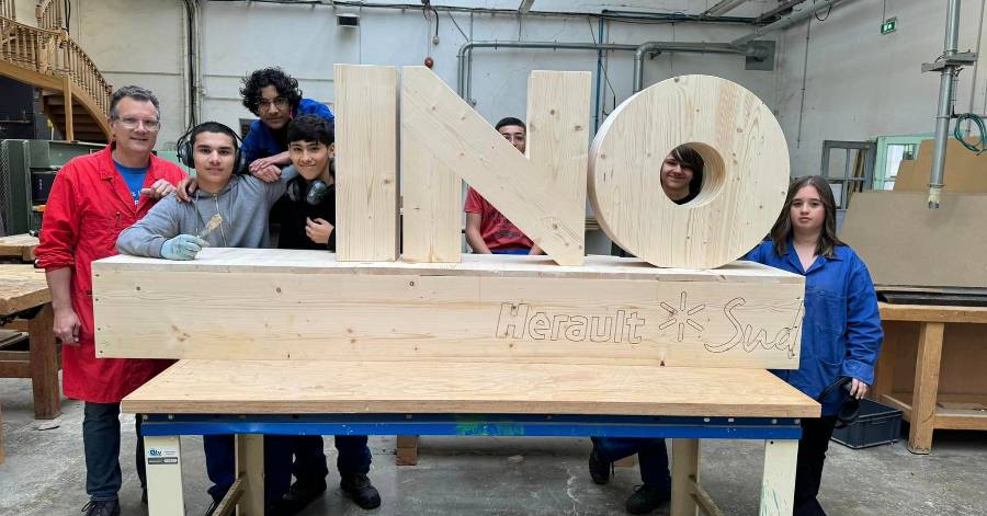 Cap d'Agde - La filière bois du Lycée Charles Alliès de Pézenas à l'œuvre pour Vinocap !