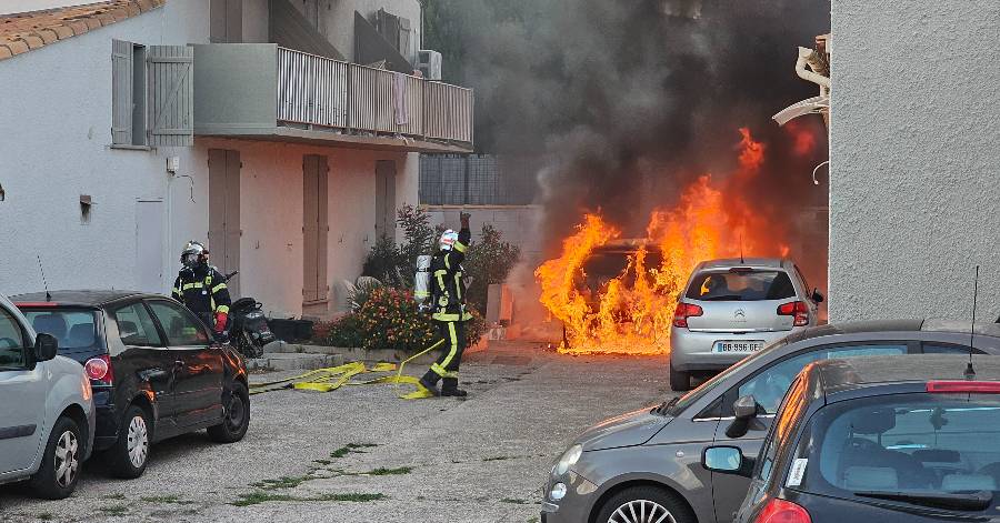 Agde - Une voiture en feu dans une résidence : Pas de victime !