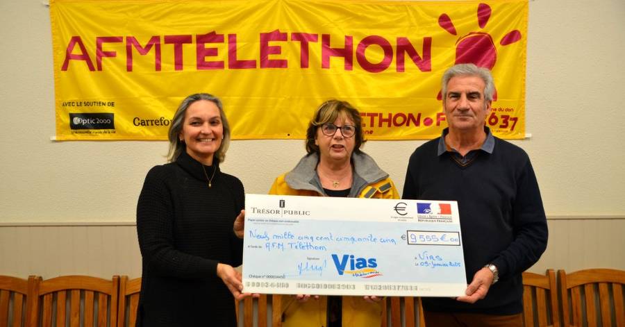 Vias - Téléthon 2024 : Remise d'un Chèque de 9555 € à la Coordination AFM Téléthon